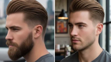 Brush back with low taper fade