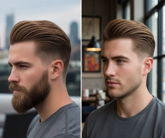 Brush back with low taper fade