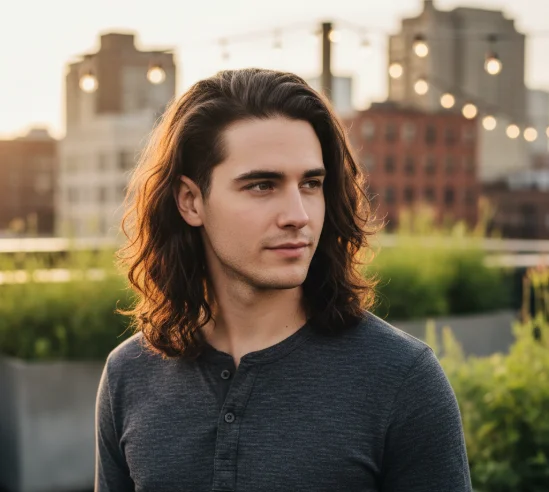 long hair with low taper fade