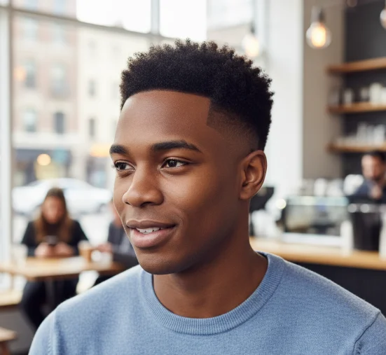 low taper fade black male
