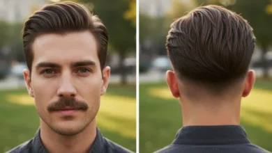 Low taper fade slick back hairstyle with clean sides and voluminous, styled top" These are optimized for SEO while being clear and engaging for readers. Let me know if you'd like any tweaks