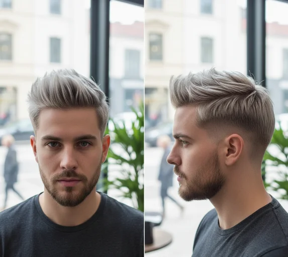 Stylish Spiky Hair with Low Taper Fade tended hairstyle
